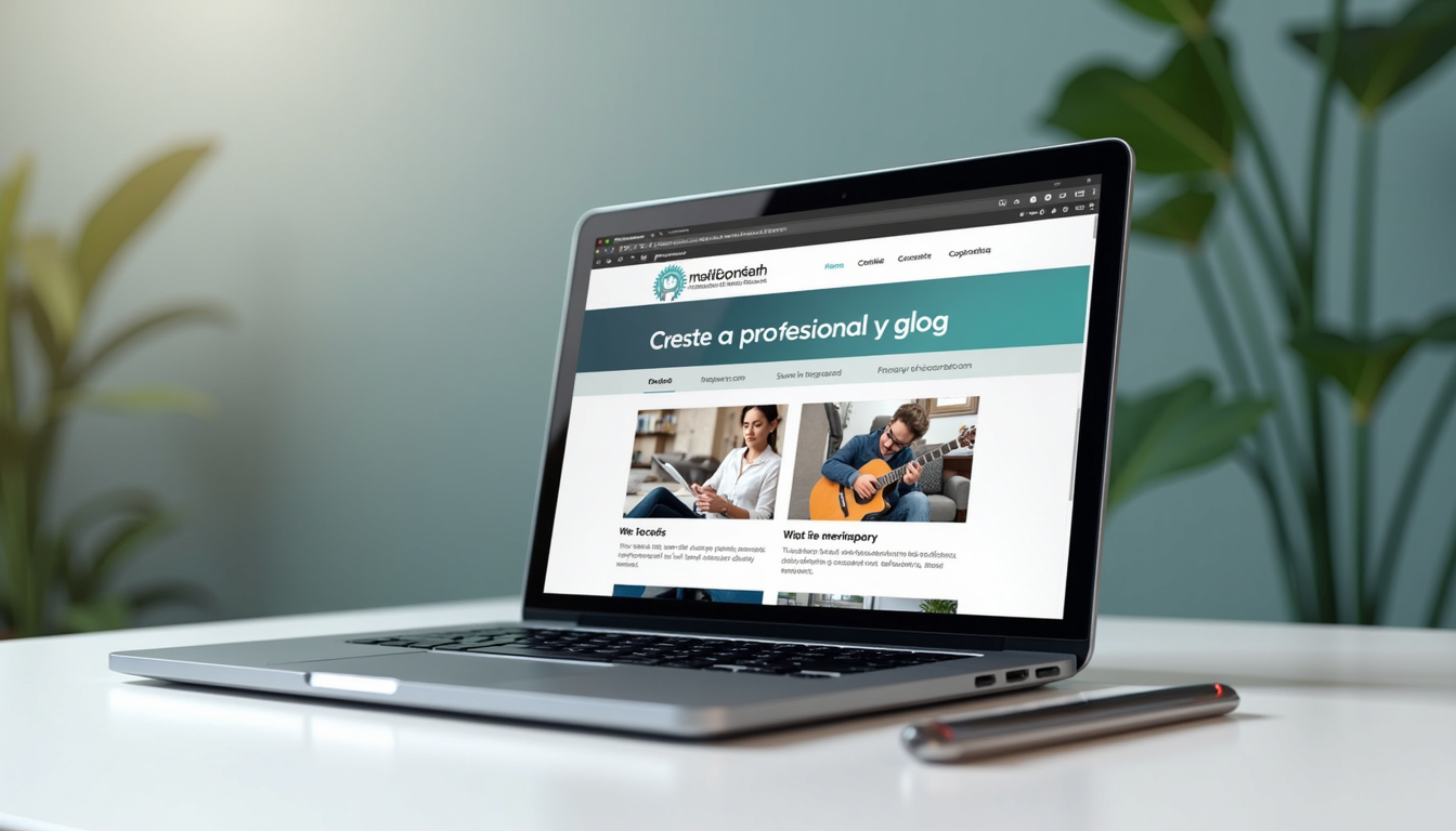 O persoană meditând pe un laptop cu elemente grafice de wellness, simbolizând crearea unui site de wellness de succes.